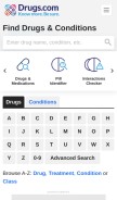 How drugs.com looks like on a mobile device such as an iPhone.