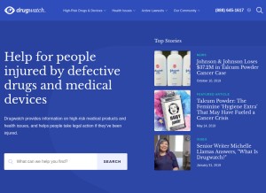 How drugwatch.com looks like on a tablet such as an iPad.