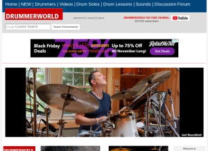 How drummerworld.com looks like on a tablet such as an iPad.