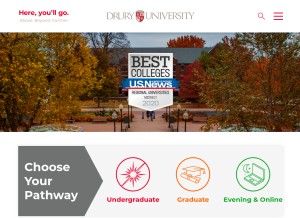 How drury.edu looks like on a tablet such as an iPad.