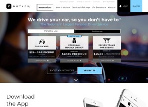 How dryver.com looks like on a tablet such as an iPad.