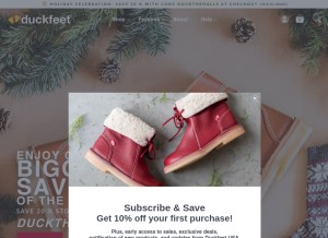 How duckfeetusa.com looks like on a tablet such as an iPad.