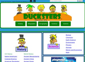 How ducksters.com looks like on a tablet such as an iPad.