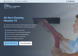 How ductscleaninghouston.com looks like on a tablet such as an iPad.