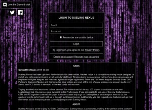 How duelingnexus.com looks like on a tablet such as an iPad.