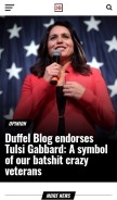How duffelblog.com looks like on a mobile device such as an iPhone.