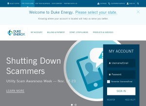 How duke-energy.com looks like on a tablet such as an iPad.