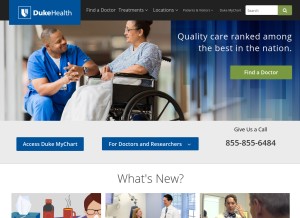 How dukehealth.org looks like on a tablet such as an iPad.