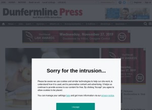 How dunfermlinepress.com looks like on a tablet such as an iPad.