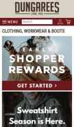 How dungarees.com looks like on a mobile device such as an iPhone.