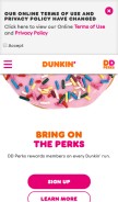 How dunkindonuts.com looks like on a mobile device such as an iPhone.
