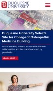 How duq.edu looks like on a mobile device such as an iPhone.