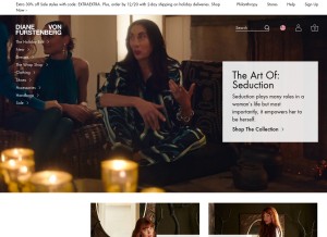 How dvf.com looks like on a tablet such as an iPad.