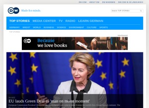 How dw.de looks like on a tablet such as an iPad.
