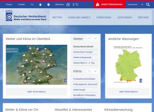 How dwd.de looks like on a tablet such as an iPad.