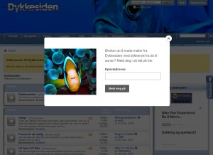 How dykkesiden.com looks like on a tablet such as an iPad.