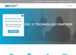 How dynamicquest.com looks like on a tablet such as an iPad.
