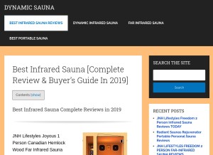 How dynamicsauna.com looks like on a tablet such as an iPad.