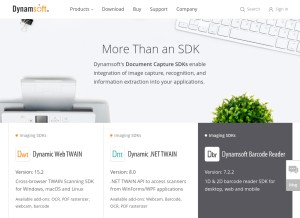 How dynamsoft.com looks like on a tablet such as an iPad.
