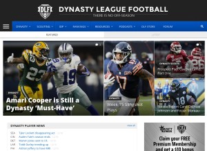How dynastyleaguefootball.com looks like on a tablet such as an iPad.