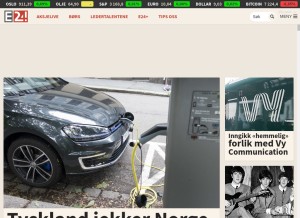 How e24.no looks like on a tablet such as an iPad.