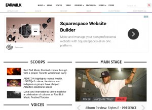 How earmilk.com looks like on a tablet such as an iPad.