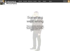How earningswhispers.com looks like on a tablet such as an iPad.