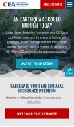How earthquakeauthority.com looks like on a mobile device such as an iPhone.