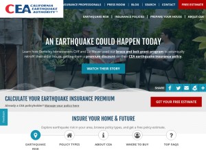 How earthquakeauthority.com looks like on a tablet such as an iPad.