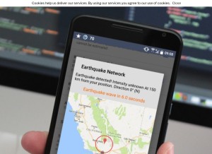 How earthquakenetwork.it looks like on a tablet such as an iPad.