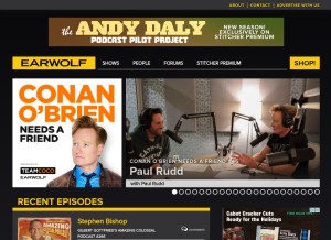 How earwolf.com looks like on a tablet such as an iPad.