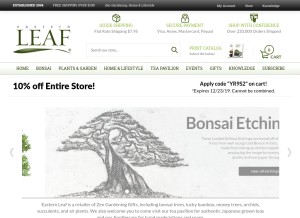 How easternleaf.com looks like on a tablet such as an iPad.