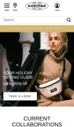 How eastpak.com looks like on a mobile device such as an iPhone.
