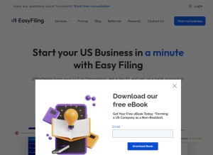 How easyfiling.us looks like on a tablet such as an iPad.