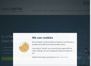 How easyname.com looks like on a tablet such as an iPad.