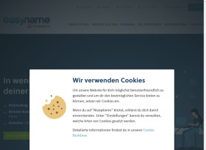 How easyname.eu looks like on a tablet such as an iPad.