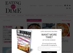 How eatingonadime.com looks like on a tablet such as an iPad.