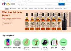 How ebay.at looks like on a tablet such as an iPad.