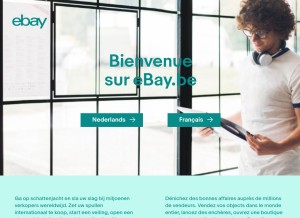 How ebay.be looks like on a tablet such as an iPad.