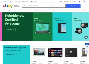 How ebay.com looks like on a tablet such as an iPad.