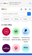 How ebay.es looks like on a mobile device such as an iPhone.