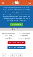 How ebid.net looks like on a mobile device such as an iPhone.