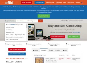 How ebid.net looks like on a tablet such as an iPad.