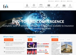 How ebix.com looks like on a tablet such as an iPad.
