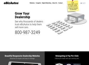 How ebizautos.com looks like on a tablet such as an iPad.
