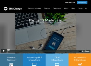 How ebizcharge.com looks like on a tablet such as an iPad.
