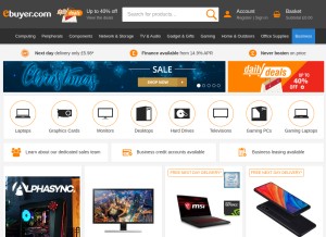 How ebuyer.com looks like on a tablet such as an iPad.
