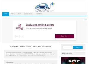 How ecarsrange.com looks like on a tablet such as an iPad.
