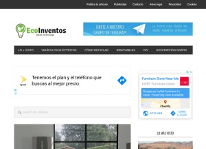 How ecoinventos.com looks like on a tablet such as an iPad.