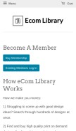 How ecomlibrary.com looks like on a mobile device such as an iPhone.